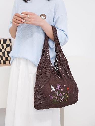 Stizimn Crochet Mesh Beach Tote Shoulder Handbags Hobo Summer Aesthetic Women's Bag thumbnail 5