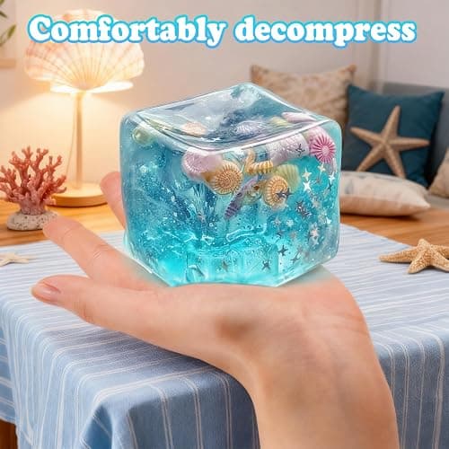 Stress Balls Fidget Toys, 2025 New Squeeze Ice Cube Marine Style Shells, Soft Slow Rise Stress Relief Toys for Adults Teenage Classroom Prizes thumbnail 3