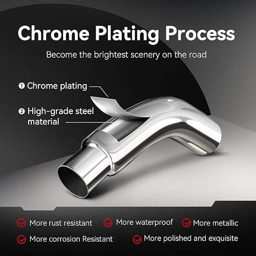 HILMITILE Exhaust Tip, 5 Inch Diesel Exhaust Tip Elbow Tip with a Clamp, 5'' Inlet 6'' Outlet Chrome Exhaust Tip for Pickups, Trucks and Cars thumbnail 3