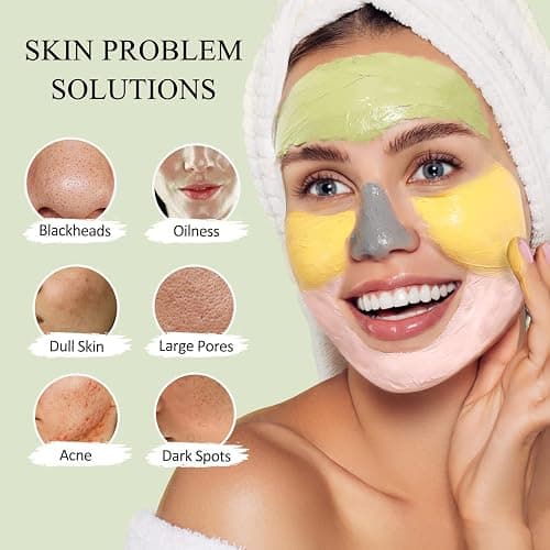 SHVYOG 4Pcs Face Mask Set - Turmeric Clay Mask, Vitamin C, Green Tea, Rose, Dead Sea Mud Mask, Skin Care Mask for Deep Cleansing, Refining Pores, Stocking Stuffers for Women, Gifts for Women- 240g thumbnail 7