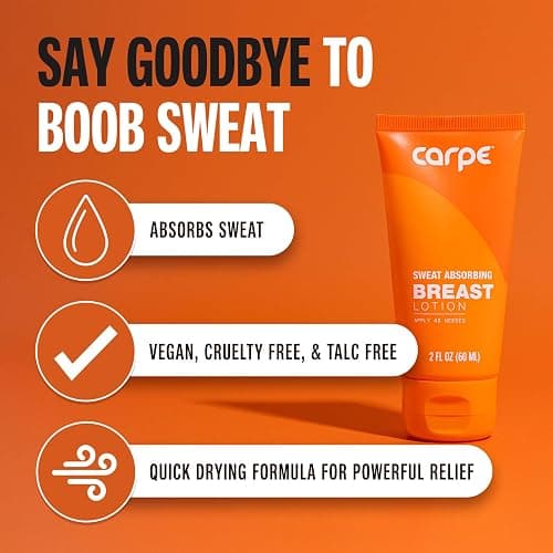 Carpe Sweat Absorbing Breast - Helps Keep Your Breasts and Skin Folds Dry - Sweat Absorbing Lotion - Helps Control Under Breast Sweat - Great For Chafing and Stain Prevention thumbnail 3