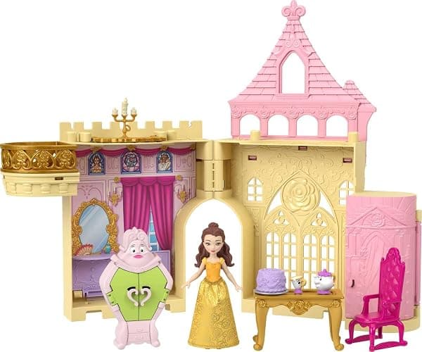 Mattel Disney Princess Toys, Storytime Stackers Belle's Castle, Stackable Doll House with Small Doll & 9 Pieces, Inspired by The Disney Movie - Image 1