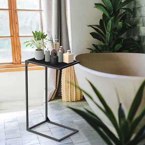 Sunexinlo C-Shaped Side Tables for Small Spaces – Convenient and Versatile Snack Tables for Living Room, Bedroom, or Office Use, for Sofa or Bedside (Black) thumbnail 7