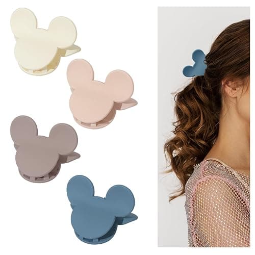 BOUNIQ 4 Pcs Hair Claw Clips Small Mouse Ear Hair Clips Matte 2.5'' Non-Slip Jaw Clips for Thin and Medium Hair Hair Accessories for Women Girls - Image 1