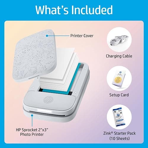 HP Sprocket Portable 2x3 Instant Photo Printer (Luna Pearl) Print Pictures on Zink Sticky-Backed Paper from Your iOS & Android Device. thumbnail 4