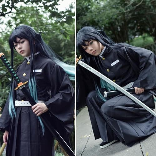 Mens Muichiro Cosplay Costume Tokitou Muichirou Cosplay Uniform Kimonos With Wig Full Set Outfit Halloween thumbnail 2