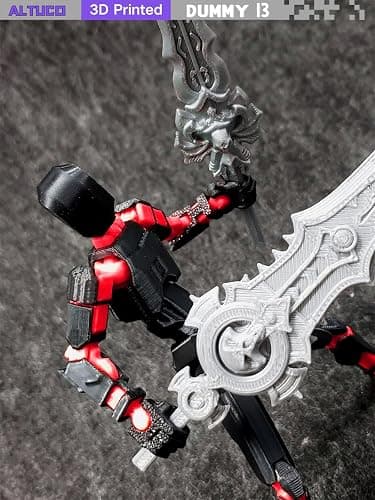 altuco T13 Action Figure for Kids,3D Printed Titan 13 Figure with Multiple Accessories,Dummy 13 Desktop Decorative Toy(Black-red) thumbnail 4