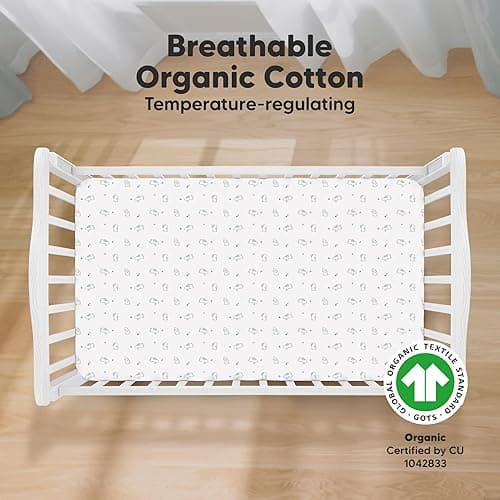 KeaBabies 2-Pack Organic Crib Sheets for Boys, Girls - Fitted Crib Mattress Sheet Neutral, Breathable Jersey Cotton Cover for Baby Bed, Toddler Mattress, Soft & Cute Prints (Bunnies) - Bunnies thumbnail 3