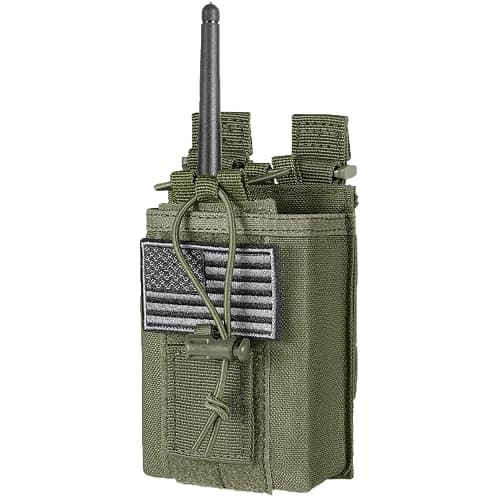 FRTKK Tactical Radio Holder Radio Holster Molle Radio Pouch Universal Radio Case Military Heavy Duty Radio Bag for Police Firefighter Two Ways Walkie Talkies Vest (Army green) - Image 1