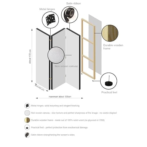 murando Decorative Room Divider Leaf 135x172 cm / 54"x68" Single-Sided Folding Screen 3 Panels Room Partition Non-Woven Canvas Print Opaque Photo Display Nature Meadow like painted b-A-0885-z-b thumbnail 5