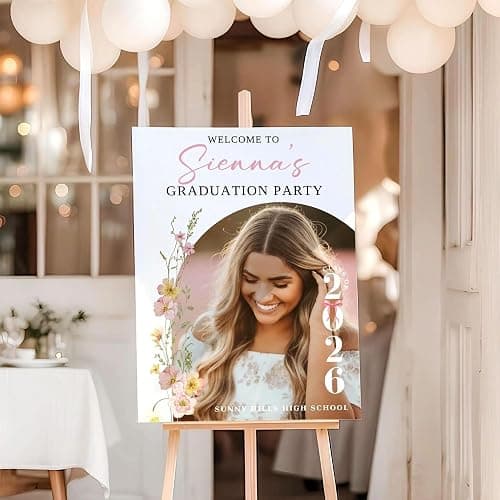 Personalized Graduation Party Welcome Sign with Photo, Class of 2026 Welcome Poster, Modern Minimalist Graduation Decorations Party, Grad Gift For Daughter, Sister, Brother, Best Friend thumbnail 2