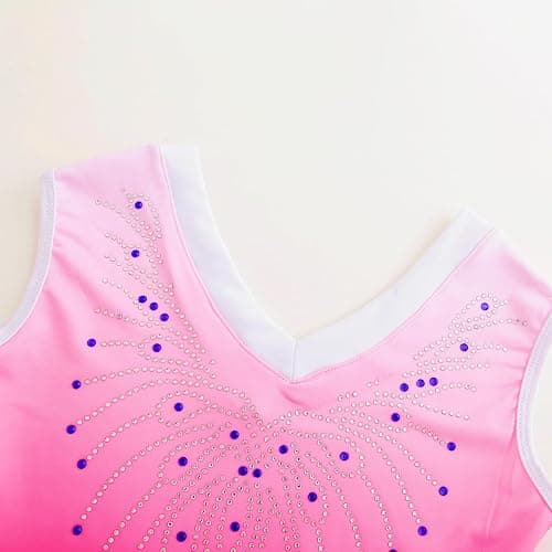 Wuchxiaen Gymnastics Leotards for Girls Set, Gradient Dance Unitards Biketards Outfit with Shorts Hairband thumbnail 4
