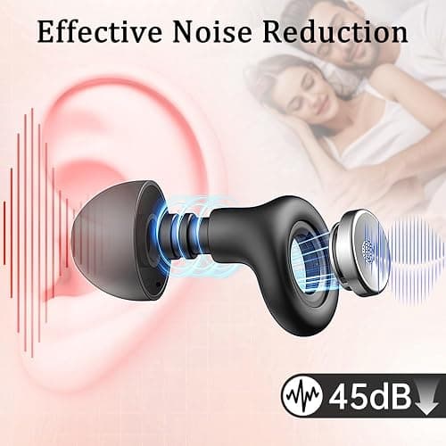 Ear Plugs for Sleeping Noise Cancelling 45dB, Reusable Silicone Earplugs with 8 Eartips and Travel Case, Soft Comfort Hearing Protection for Concerts, Snoring, Travel, Study (Black) thumbnail 2