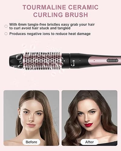 6 in 1 Wand Curling Iron, 3 Barrel Curling Iron Set with Thermal Brush (1.5") and 5 Interchangeable Ceramic Wand Curler (0.35"-1.25"), 2 Temp Heating Setting, Christmas Birthday Gifts for Women thumbnail 3