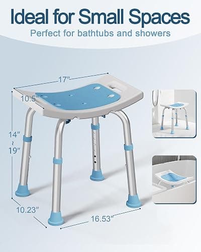 HOMLAND Shower Chair for Inside Shower, 400 lbs Adjustable Shower Stool with Suction Feet, Shower Seat for Inside Tub Bathroom Bench Bath Chair for Elderly and Disabled - Light Blue thumbnail 2