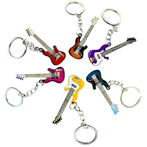 Pouoir guitar keychain gift for Men Mini Cute Bass Key Chain Ring for Kids High-end Car Keyring Electric Guitar Key Holder thumbnail 5