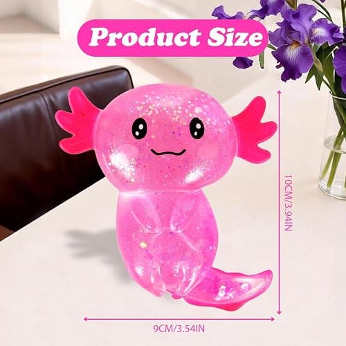 Axolotl Squishy Stress Ball, Soft TPR Slow Rising Squeeze Toy, Cute Axolotl Fidget Toy for Stress Relief, Anxiety Calming Sensory Toy for Kids Adults(Pink Long Tail Axolotl) thumbnail 2
