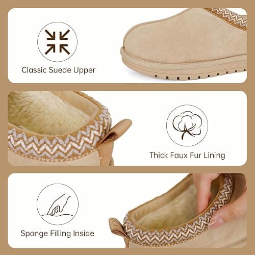 EVELLYHOOTD Slipper for Women Men Suede Braided Mini Boots with Fluffy Fur Lining Short Ankle Boots for Autumn Winter Warm Casual Comfort Shoes thumbnail 2