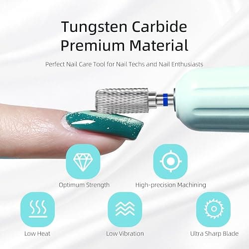 HYTOOS Safety Nail Drill Bits, 13mm Barrel Dust Proof D4S Cut Nail Bit, Right-handed 3/32 Carbide Drill Bits for Nails, Electric Manicure Drills Removal Gel,M thumbnail 2