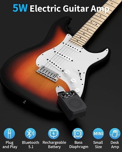 JOYO Mini Amp 5W Portable Electric Practice Amp Bluetooth Rechargeable Guitar Amplifier Built-in 4 Effects Clean Distortion Overdrive Reverb, Black (JA-05G) thumbnail 2