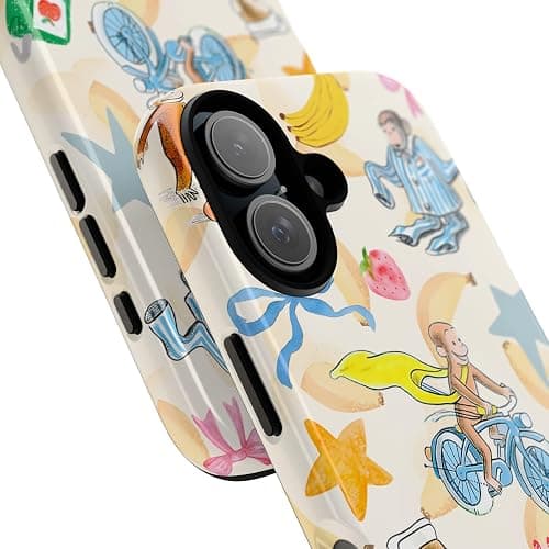 Curious Monkey & Banana Custom George Name Photo Phone Case Compatible with iPhone 15, Protective Hybrid 2-Layer Hard Shell, Cute Curious Monkey Collection Playful George thumbnail 5