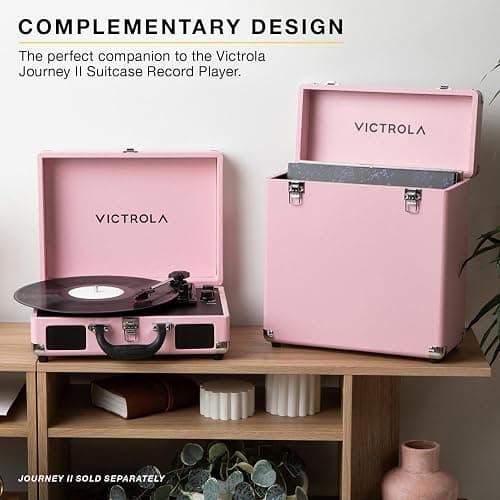 Victrola Collector II (2026 Model) – Vinyl Record Storage Case – Hold 30+ Vinyl Turntable Records, Heavy-Duty Hardware, Soft Interior Lining, Portable Box with Carry Handle (Pink) thumbnail 6