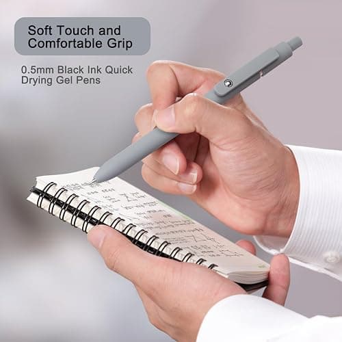 FIOVER Gel Pens, 5pcs 0.5mm Quick Dry Black Ink Fine Point Smooth Writing Pens High-End Series Ballpoint for Office School Supplies(Morandi) - Morandi thumbnail 7