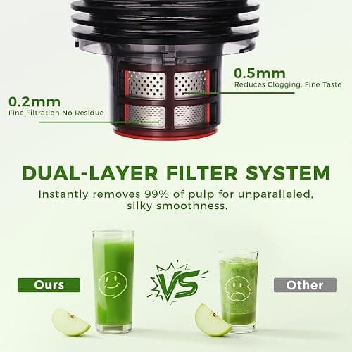 Cold Press Juicer, 5.5inch Wide Feed Chute Juicer Machine, Slow Masticating Juicer for Whole Vegetables & Fruits, Gray thumbnail 6