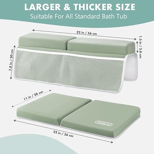 beiens Bath Kneeler and Elbow Rest Pad Set - 1.5'' Comfortable Baby Bath Kneeler Pads, Thick Quick Dry Kneeling Pad Support for Knee& Arm, Large Bathtub Mat with Toy Organizer for Happy Baby Bath Time thumbnail 2