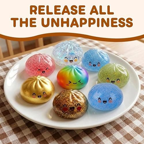Glitter Dumpling Squishy,Dumpling Squishies,Glitter Dumpling Mystery Box,Colorful Dumpling Stress Balls Fidget,Jumbo Squishy Toy with Steamer Box,Soft Squeeze Decompression Dough (Glitter Green) thumbnail 2