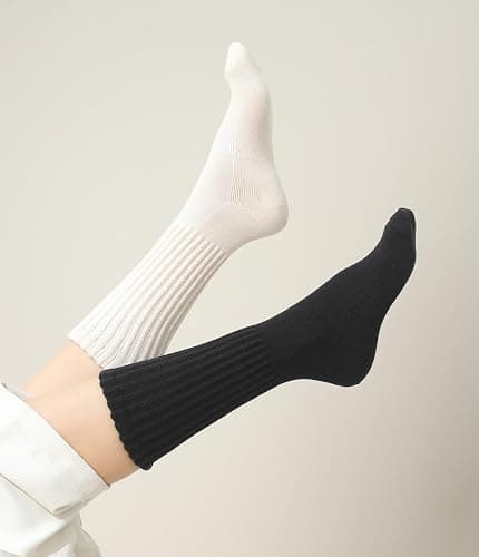 3-Pair Cotton Crew Slouch Socks Womens Scrunch Ribbed Soft Retro Boot Calf Sock thumbnail 8