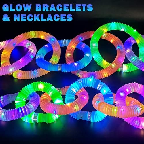 Glow Sticks Party Favors for Kids 12 PCS-Christmas Glow in Dark Party Supplies for Toddlers,Light Up Necklace Bracelet Accessories for Boys Girls,Neon Decoration for Birthday New Years Eve Camp Care thumbnail 3