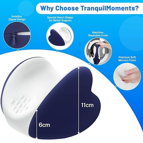 TranquilMoments Knee Pillow for Side Sleepers, Leg Pillow with Cooling Cover, Memory Foam Leg Pillow for Side Sleeping, Heart-Shape Cushion for Hip, Back & Sciatica Pain Relief, Blue thumbnail 5