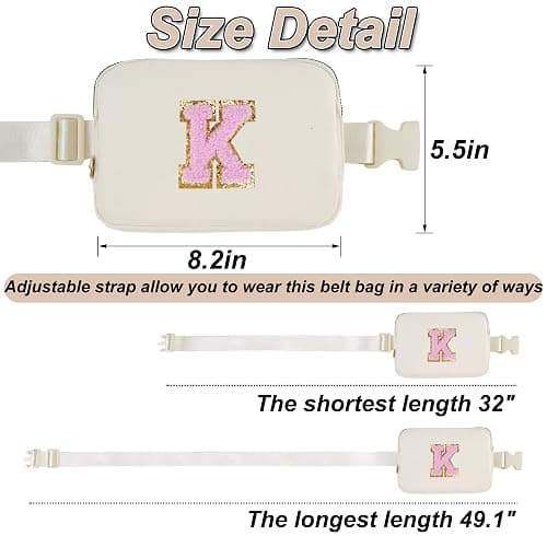 Uygafly Cross Body Bag for Girls & Women - Trendy Fanny Pack, Kids to Teen, Monogrammed Crossbody Bag | Cream thumbnail 2
