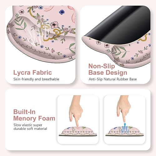 Romantic Pink Floral Mouse Pad, XXL Large Desk Mat Extended Reading Desk pad, 4PCS Non-Slip Rubber Base Computer Big Mousepads for Work, Game, Office, Home Decor Gifts Accessories I Cute Collection thumbnail 6