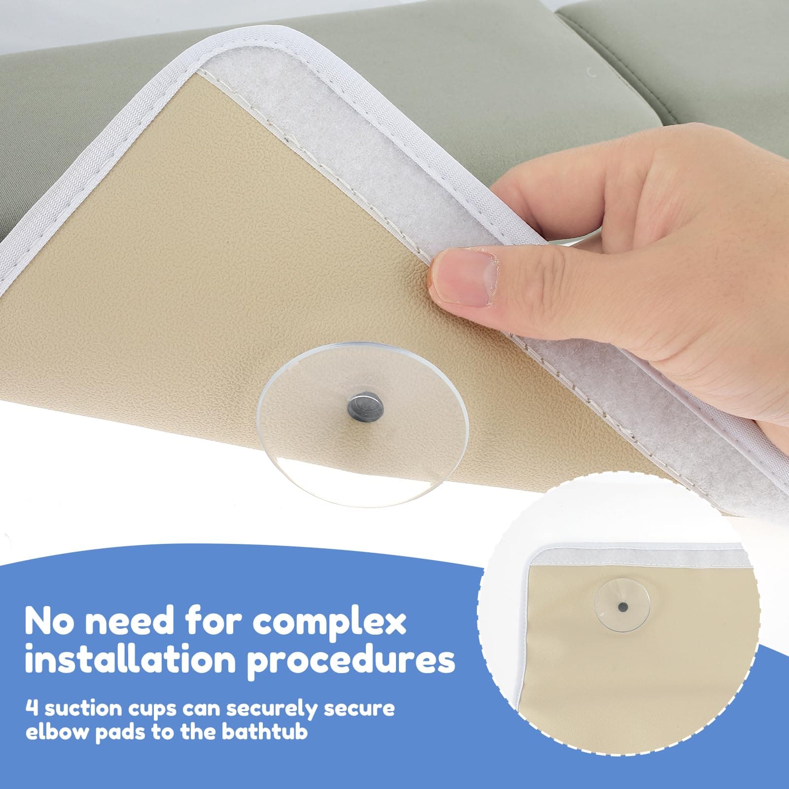 Baby Bath Kneeler and Elbow Rest Pad Set, Bath Kneeling Pad, Anti-Slip Baby Bath Support Mat with 4 Organizer Pockets, Foam Kneeling Bath Pad, Washable Bath Tub Elbow Pad for Toddler Bathroom thumbnail 4