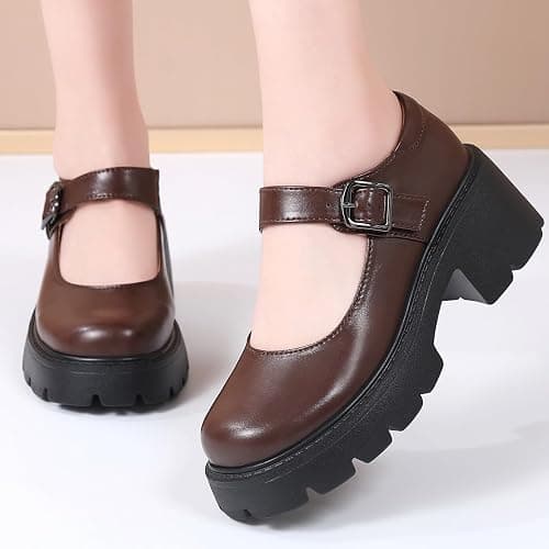 QHH Mary Jane Shoes Women Platform Mary Janes for Women Round Toe Chunky Heels Women's Pumps Fashion Classic Comfortable Dressy Business Casual Shoes Dress Shoes thumbnail 9