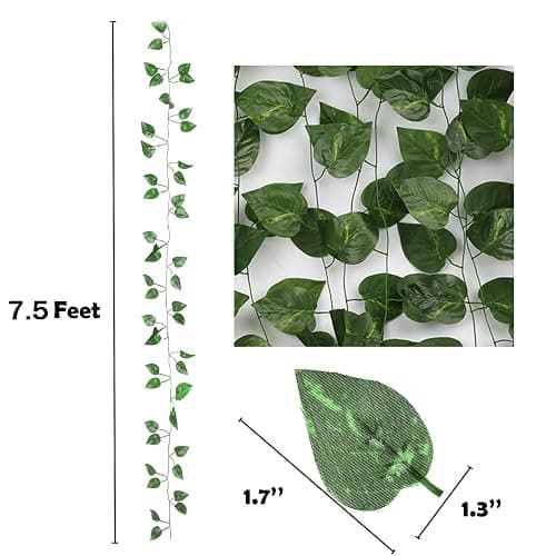 ZYIGYI 360 Feet 48 Pack Fake Greenery Hanging Garland, Ivy Leaf Plants, Vine Leaves, Fake Flowers Foliage for Bedroom Garden Wall Decor thumbnail 3