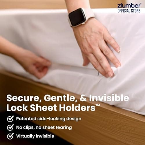 Zlumber Sidelock Bed Sheet Holder, Side Sheet Holder for Fitted Sheets, Helps Secure Loose Sheets on Mattress Sides thumbnail 6