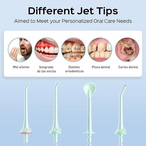 COSLUS Water Dental Flosser Pick for Teeth C30(FC5360): 4 Modes Cordless Portable 300ML Larger Tank Water Teeth Cleaner IPX7 Waterproof Flossing Cleaning Picks for Home Travel Green thumbnail 8