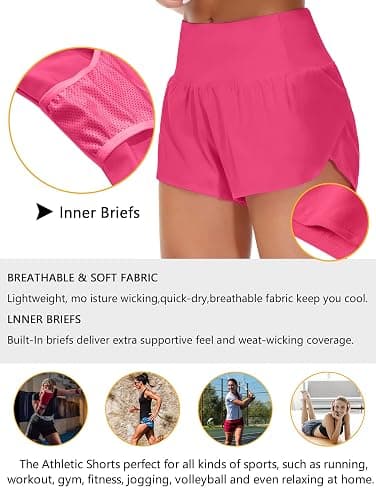 Origiwish Womens High Waisted Running Shorts Quick Dry Workout Shorts | Tummy Control,Mesh Liner,Zipper Pockets,4-Way Stretch,Side Slit,Lightweight,Athletic Biker Shorts for Fitness,Gym,Cycling thumbnail 7