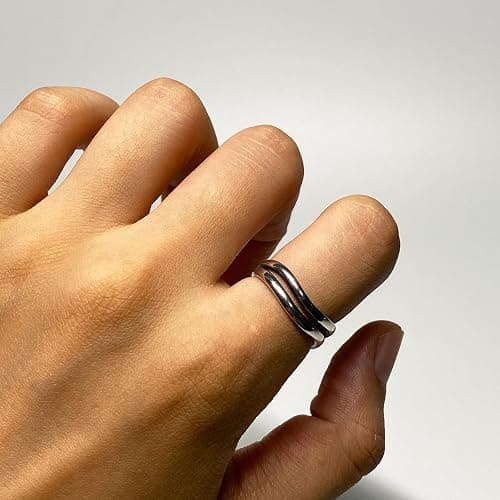 Ch.yishi Handmade Vintage 925 Sterling Silver Wide Band Rings for Women/Men,Adjustable Thumb Finger Ring thumbnail 3