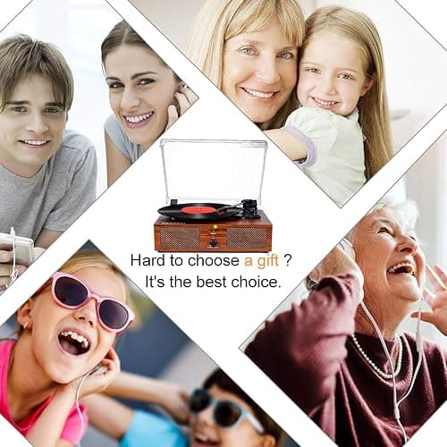Vinyl Record Player Wireless Turntable with Built-in Speakers and USB Belt-Driven Vintage Phonograph Record Player 3 Speed for Entertainment and Home Decoration thumbnail 7