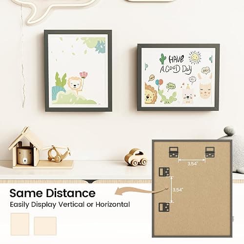 BAIJIALI Black Art Frames for Kids Artwork - Front Opening Holds 150 Drawings, 3D Crafts - 2 Packs 8.5x11 with mat or 9x12 without Mat thumbnail 6