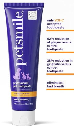 Petsmile Professional Pet Teeth Brushing Kit for Cats & Dogs - Only VOHC Accepted Toothpaste & Patented Toothbrush - Proven to Control Plaque & Tartar Calprox Formula (Say Cheese, 4.2 Oz) thumbnail 3