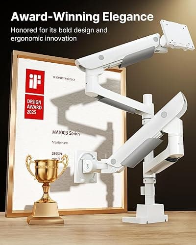 monTEK Sleek Aluminum Monitor Arm for 17–57” Ultrawide Screens up to 59 lbs, USB 3.0 A/C, Heavy Duty Dual Monitor Arm Desk Mount, Pneumatic Lift, Quick-Release Plate, Clamp/Grommet, max VESA 100x100 thumbnail 2