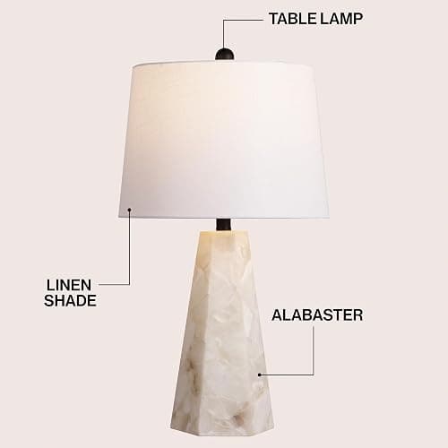 JONATHAN Y 25.5" Natural/Black Modern Table Lamp for Bedroom, White Linen Shade, Contemporary Bedside Nightstand Lamp for Living Room, LED Bulb Included (JYL6205B) thumbnail 4