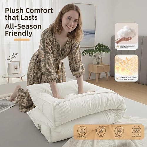 DVUAY Wedge Reading Pillow Headboard Twin Size, Headboard Bolster Pillow for Bed, Triangular Backrest Cushion with Removable Corduroy Cover, White thumbnail 6