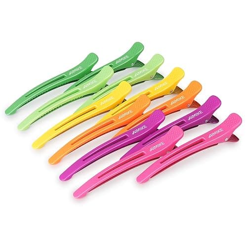 AIMIKE 12pcs Hair Clips Set - No Crease Duck Billed Clips with Silicone Band for Styling, Cutting, and Sectioning Salon Hair - Image 1