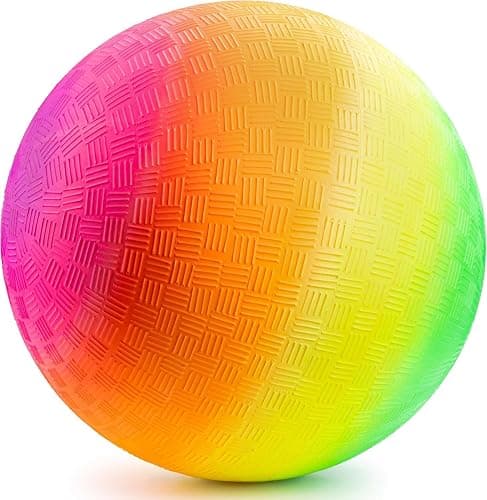 PlayBolt Rainbow Playground Ball - 8.5Inch (Pack of 1) Rubber Bouncy Inflatable Balls for Kids and Adults, Indoor and Outdoor Games, Kickball, Dodgeball, Four Square, and More - Image 1